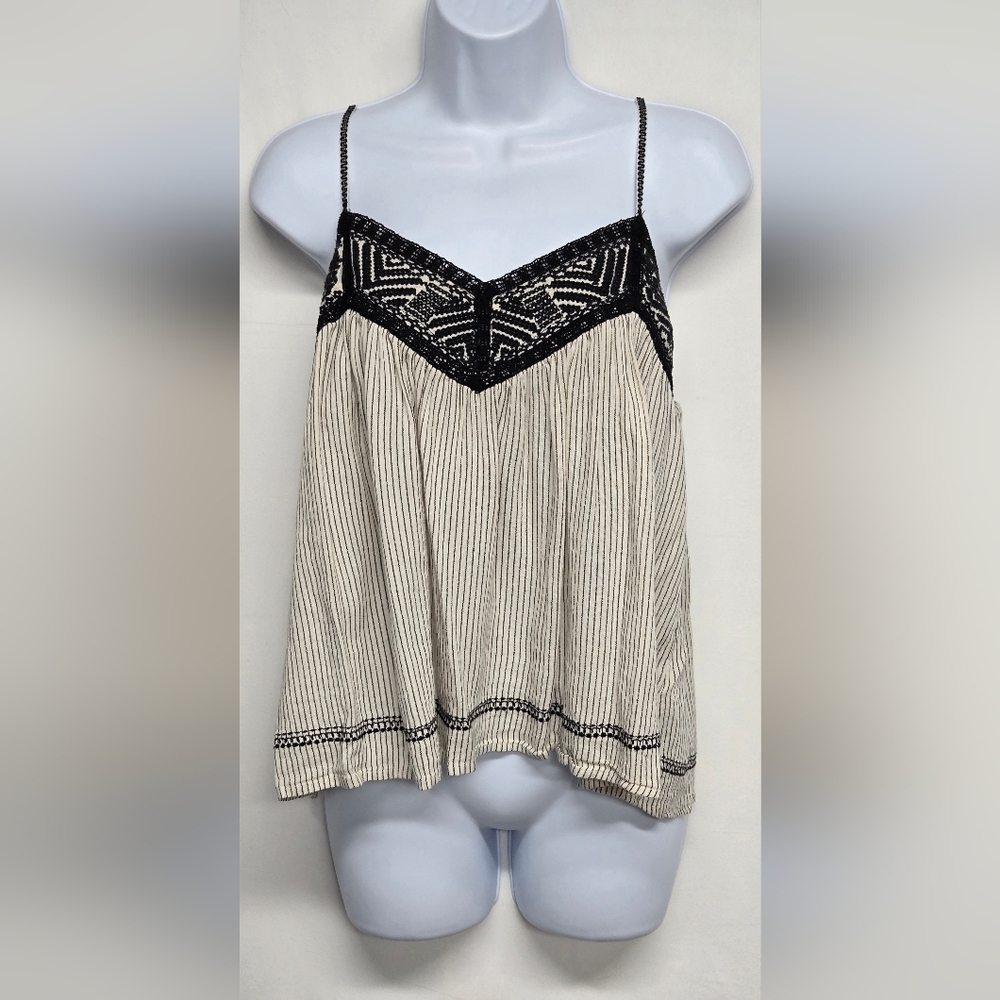 American Eagle Outfitters M Crop Top Spaghetti Straps Lace Stripes Baby Doll